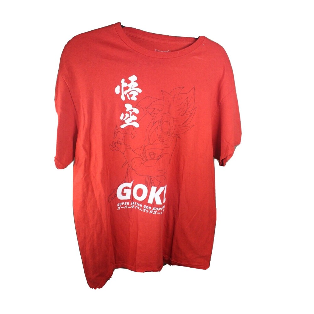 Retro Goku Super Saiyan God Saiyan DragonballZ T-Shirt Red Size Large L